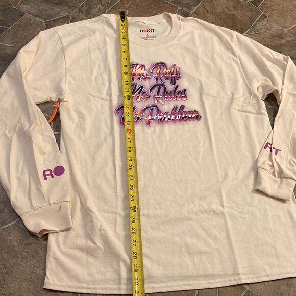 NWT Rokit No Problem Long Sleeve Tee in Cream Sz Large - Picture 6 of 13